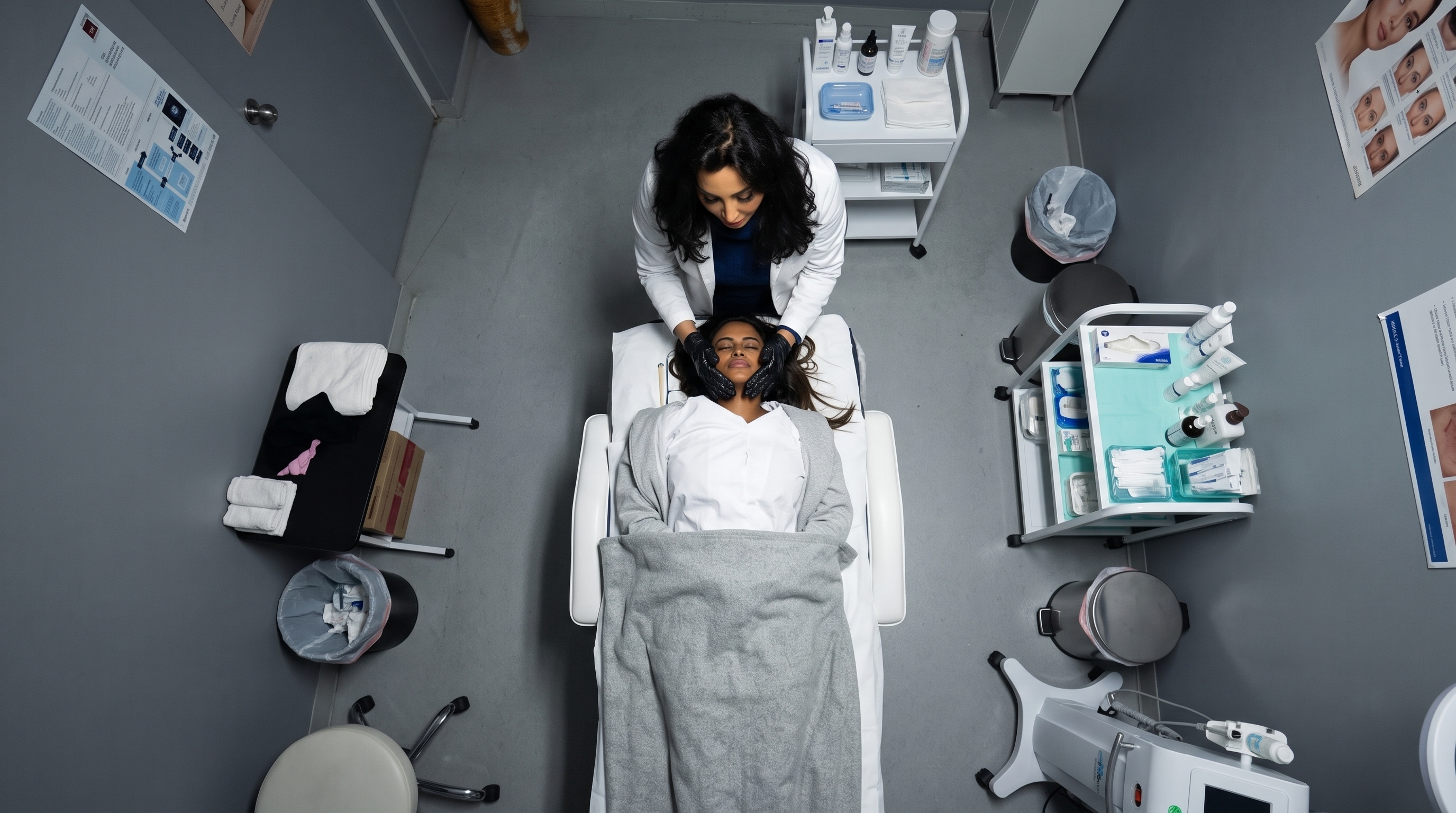 Illustrative overhead view of a facial assessment